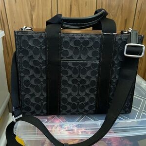 Coach Smith Tote Black Denim Signature